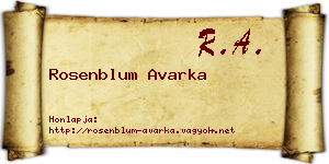 Rosenblum Avarka névjegykártya